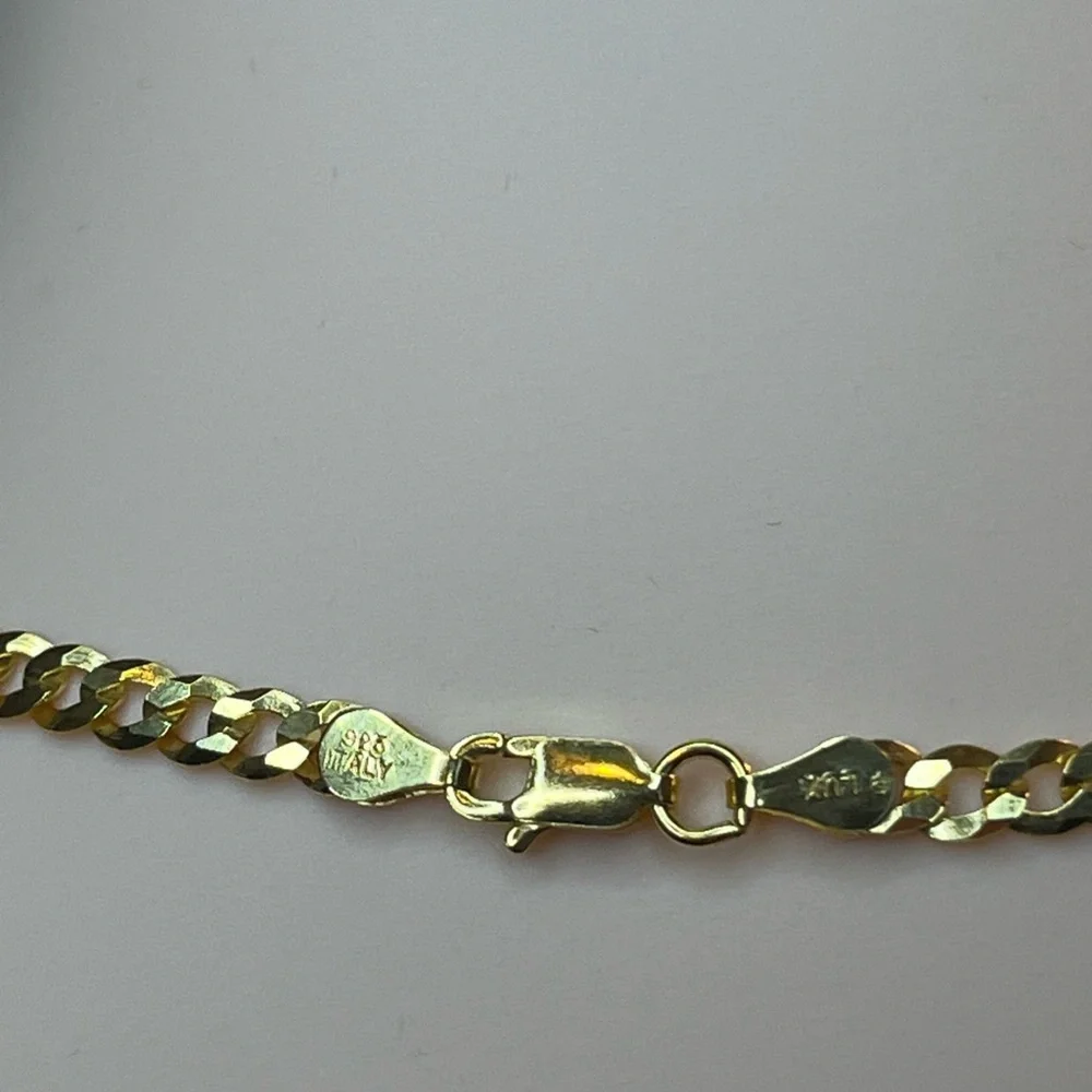 14k Yellow Gold Over Italian sterling silver 20 inch 4.1 MM Italian Cuban chain